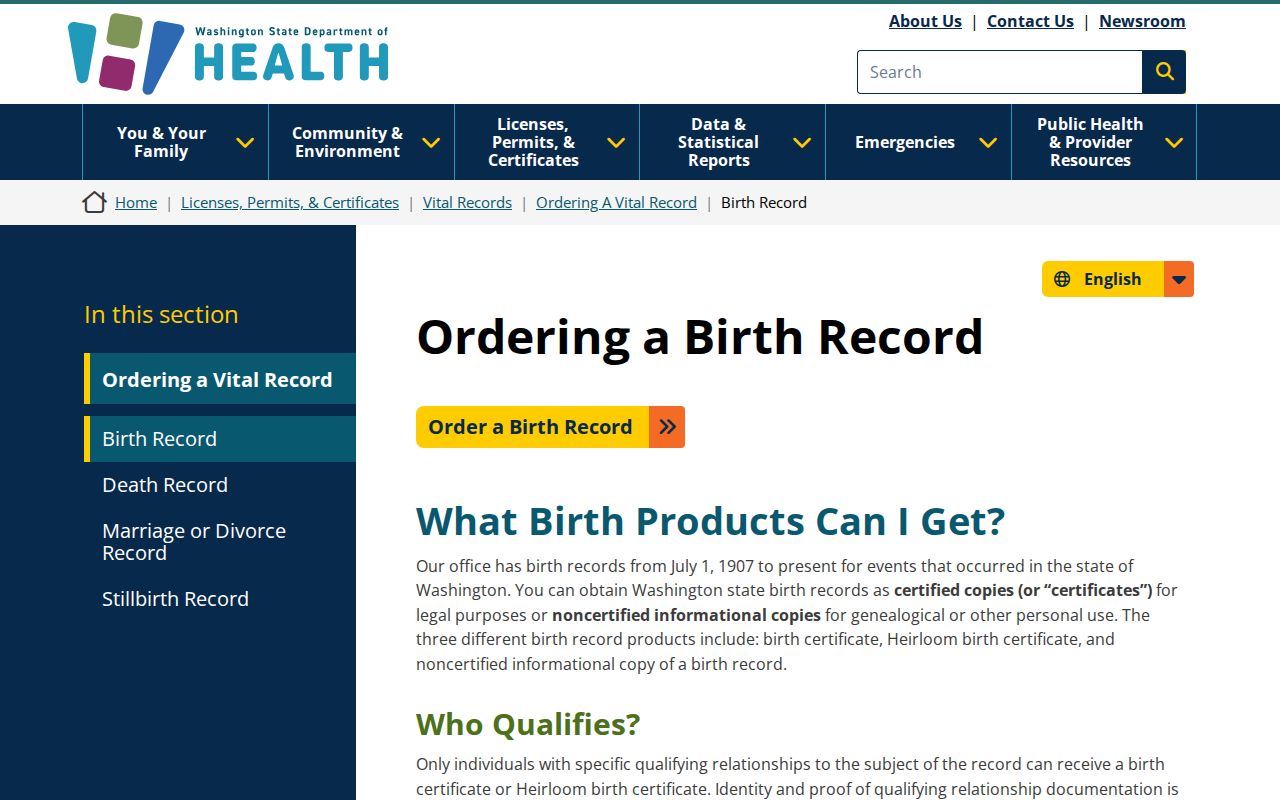 Puyallup resident lookup Washington vital records