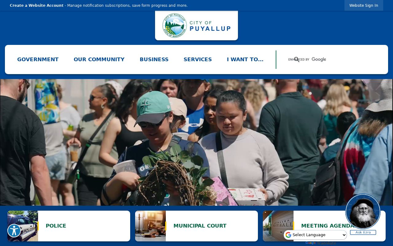 City of Puyallup website used as the official community starting point when no neighborhood directory was found